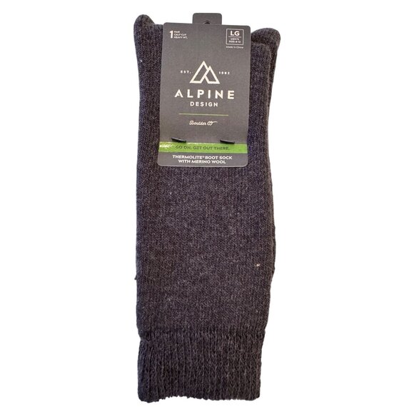 Alpine Design Men's Large 8-12 Gray Merino Calf Cut Heavy Weight $12 NWT - Picture 1 of 4